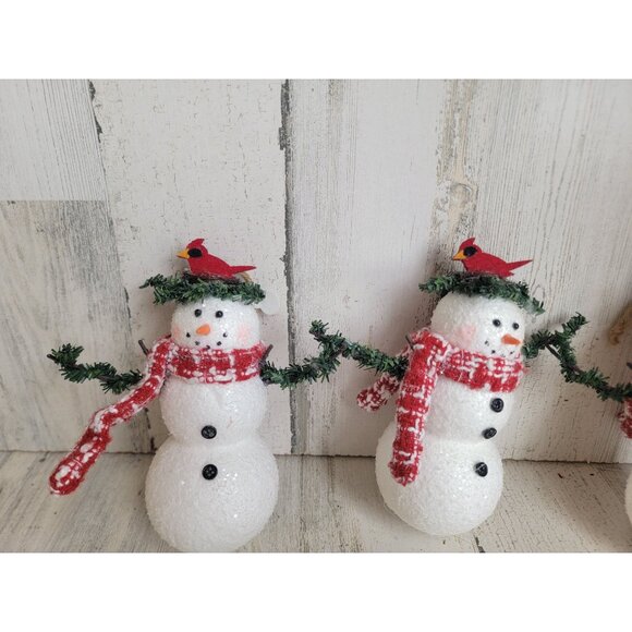 Snowman cardinal bird nest ornament Xmas set - Picture 3 of 7